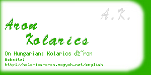 aron kolarics business card